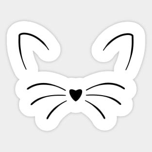 Cat Face Cute Mask Love Heart Pet Lover Animals Vegan Sticker